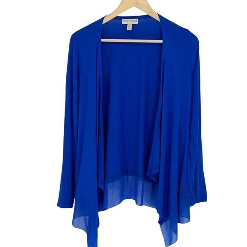 Dana Buchman Womens Long Sleeve Waterfall Cardigan Sweater Blue Size Small